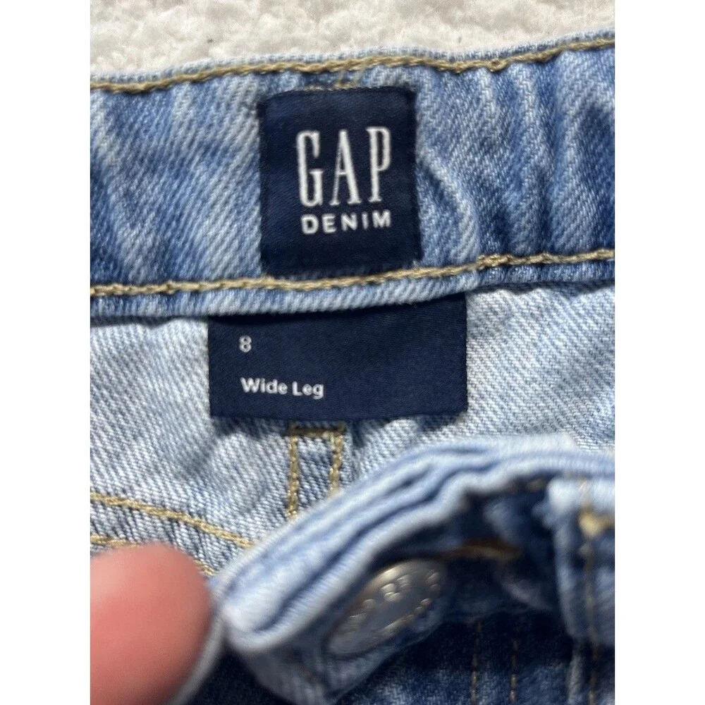 Gap Jeans Girls 8 Denim Wide Leg Butterfly Patch Baggy Slouchy Y2K Cutegoth